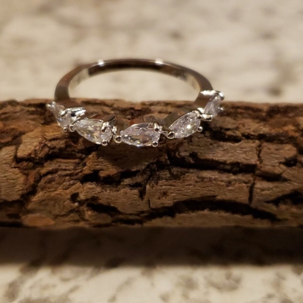 Pear Cubic Zirconia Sterling Silver Ring